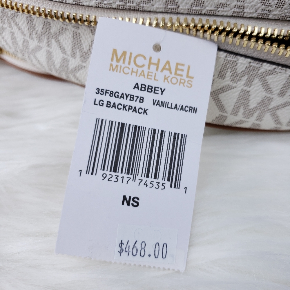 🌺NWT Michael Kors LG Abbey backpack bag Vanilla - Picture 8 of 8